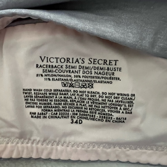 Victoria's Secret Racerback Semi Demi Periwinkle and Pink T-Back Bra, 34D - Picture 2 of 11
